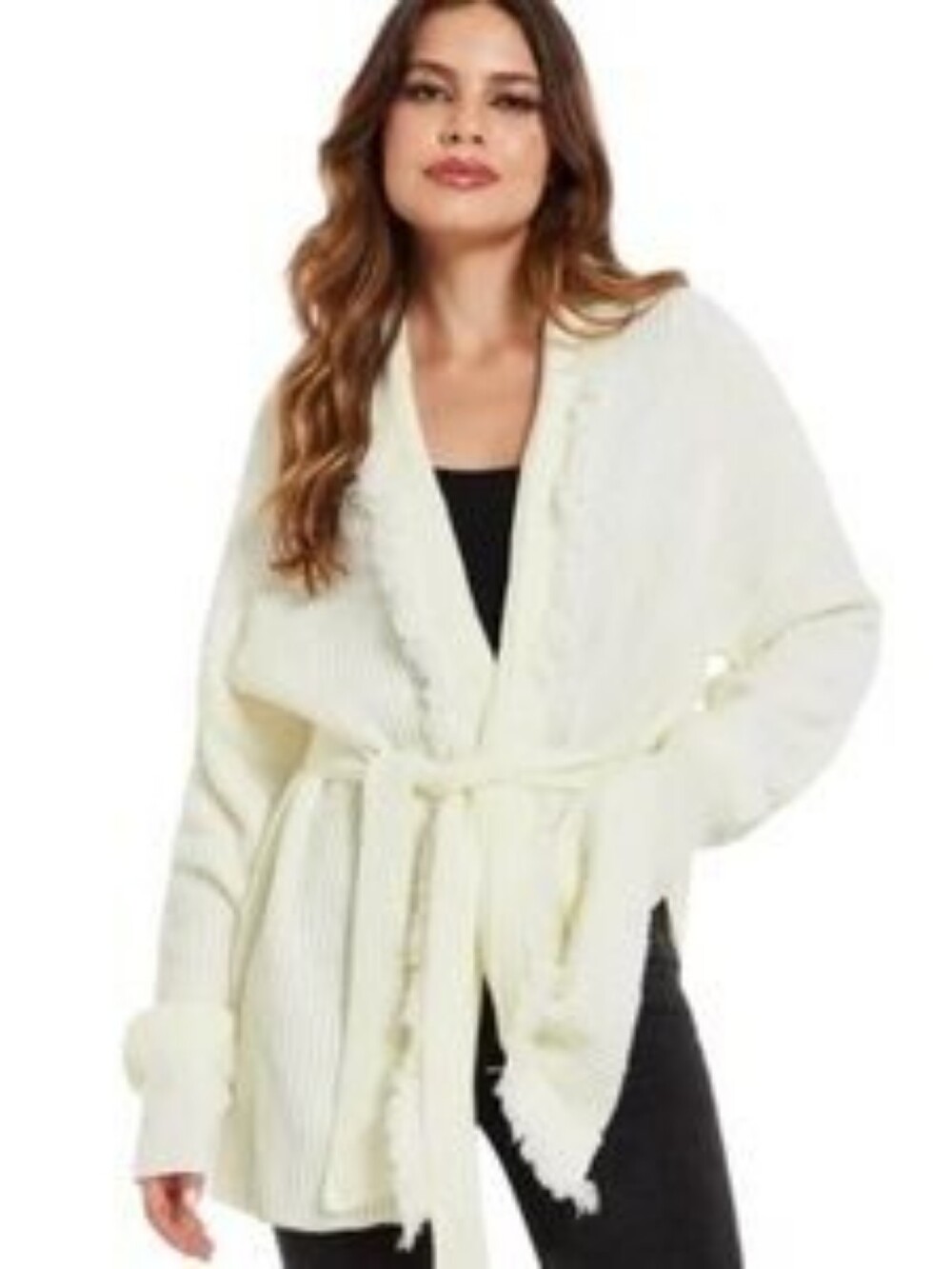 Frye NWT Fringe Tie Waist Cardigan in Salt Breeze ivory sz MEDIUM